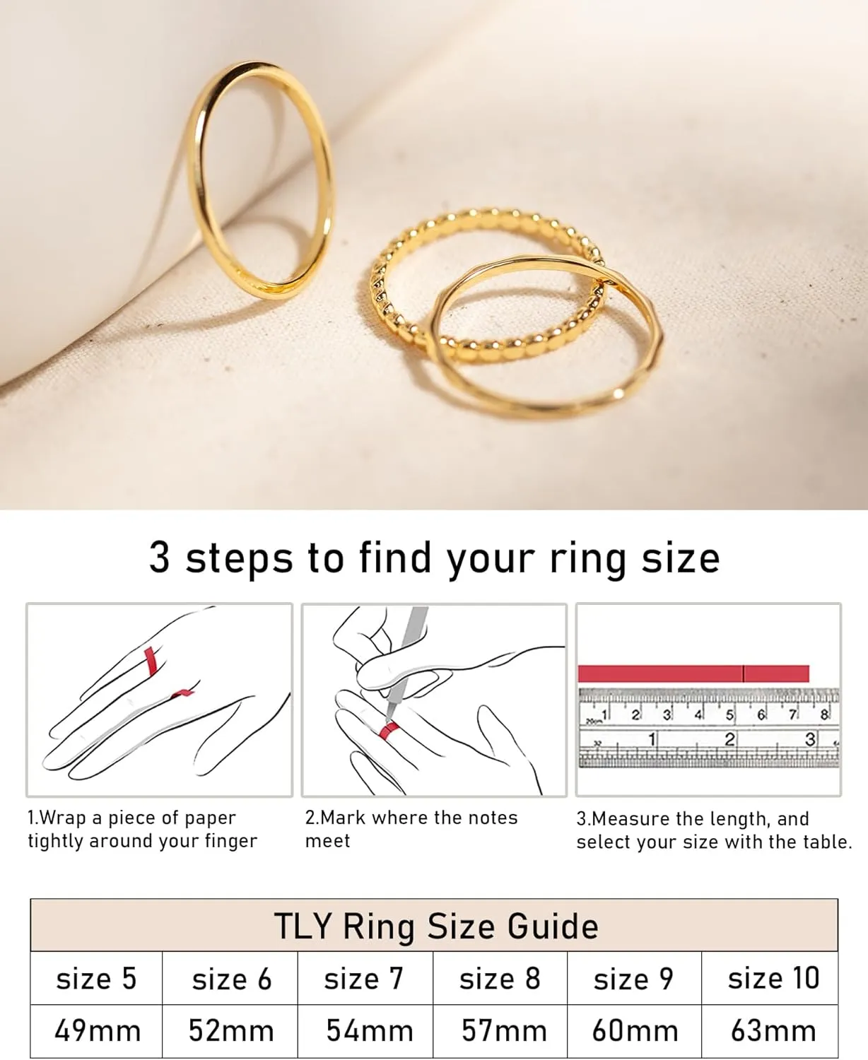 TLY Stackable Rings for Women Non Tarnish 18K Gold Silver Plated Dainty Stacking Rings Set Thumb Thin Cute Knuckle Pinky Finger Ring Promise Engagement Wedding Band Rings Size 5 6 7 8 9 10 Trendy Jewelry Gift for Women