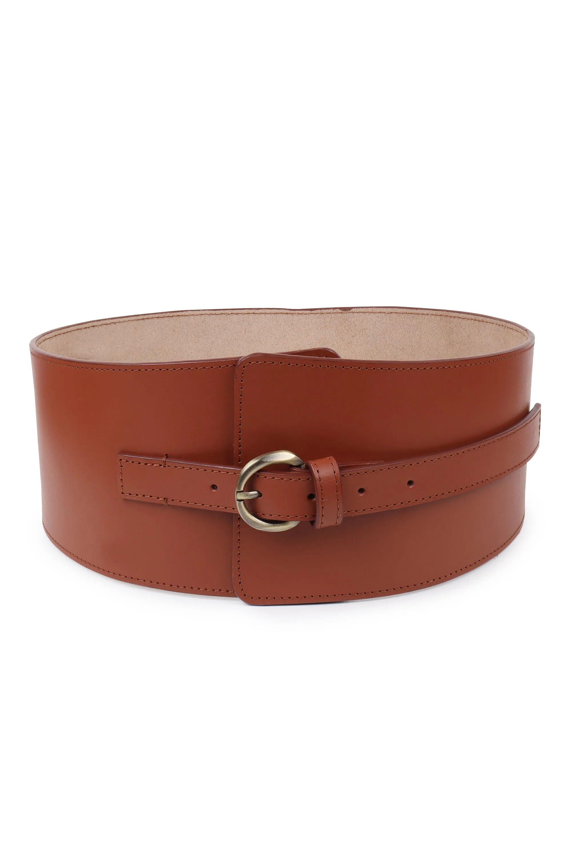Upcycled Leather Corset Belt Tan