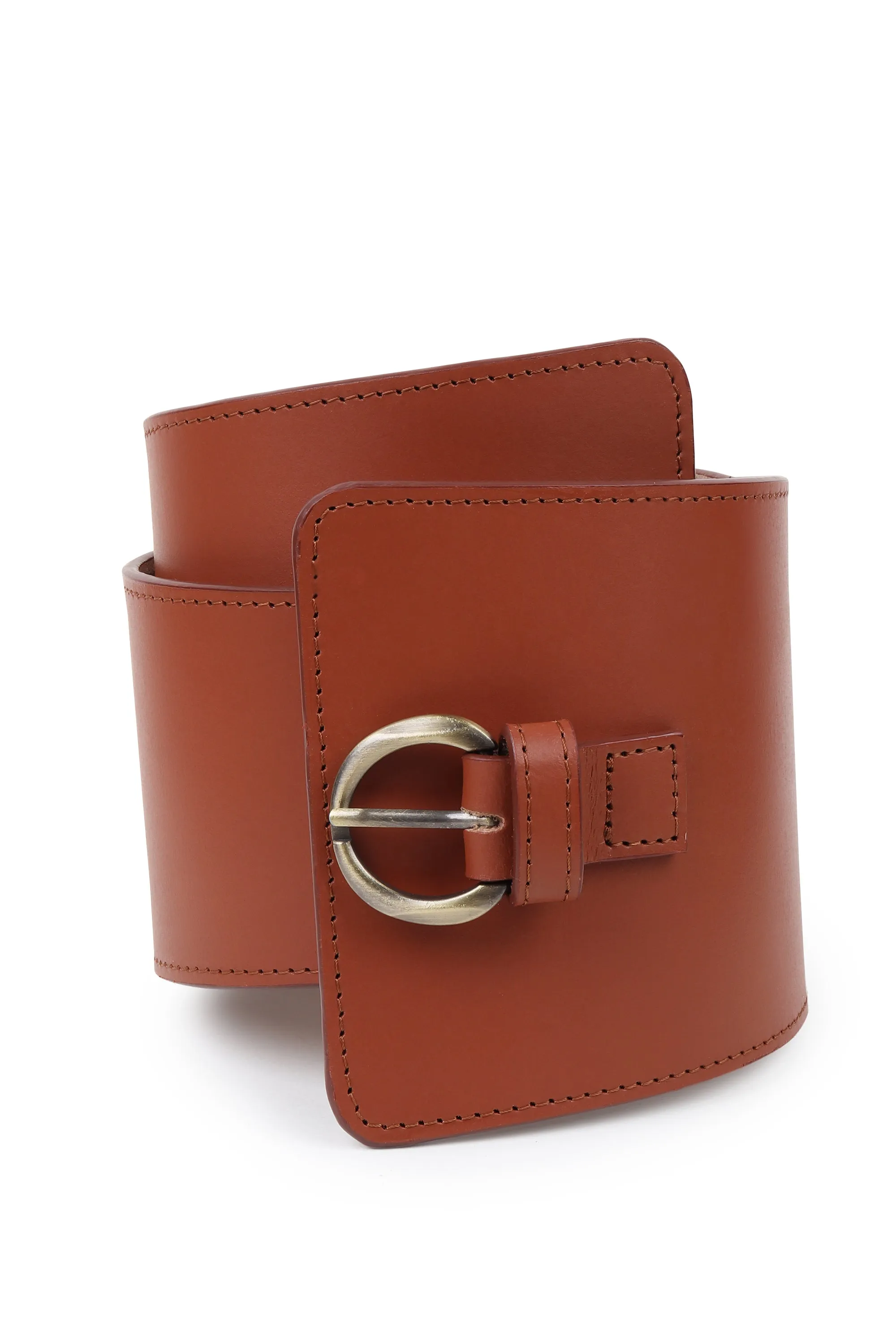 Upcycled Leather Corset Belt Tan