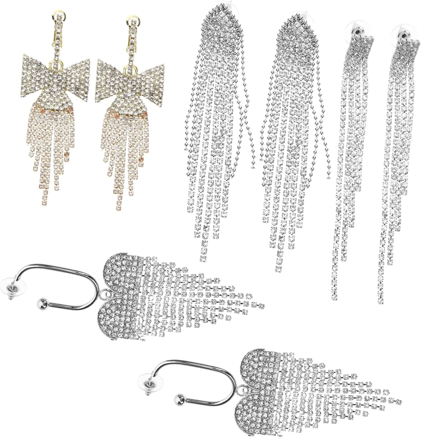 VALICLUD Luxury Bling Earrings Rhinestone Tassel Dangle Chandelier Earrings for Women's Occasions