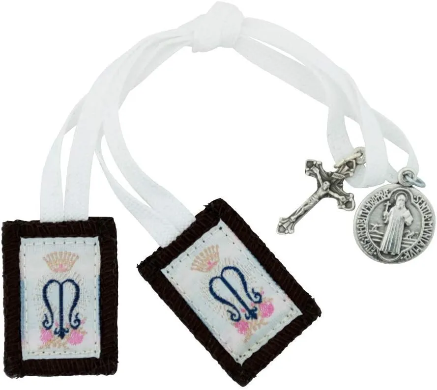 VILLAGE GIFT IMPORTERS Genuine Homemade Scapulars | 100% Real Wool | 6 Styles | Made in The USA | Durable and Beautiful Quality | Christian Jewelry (Girls Small Scapular)