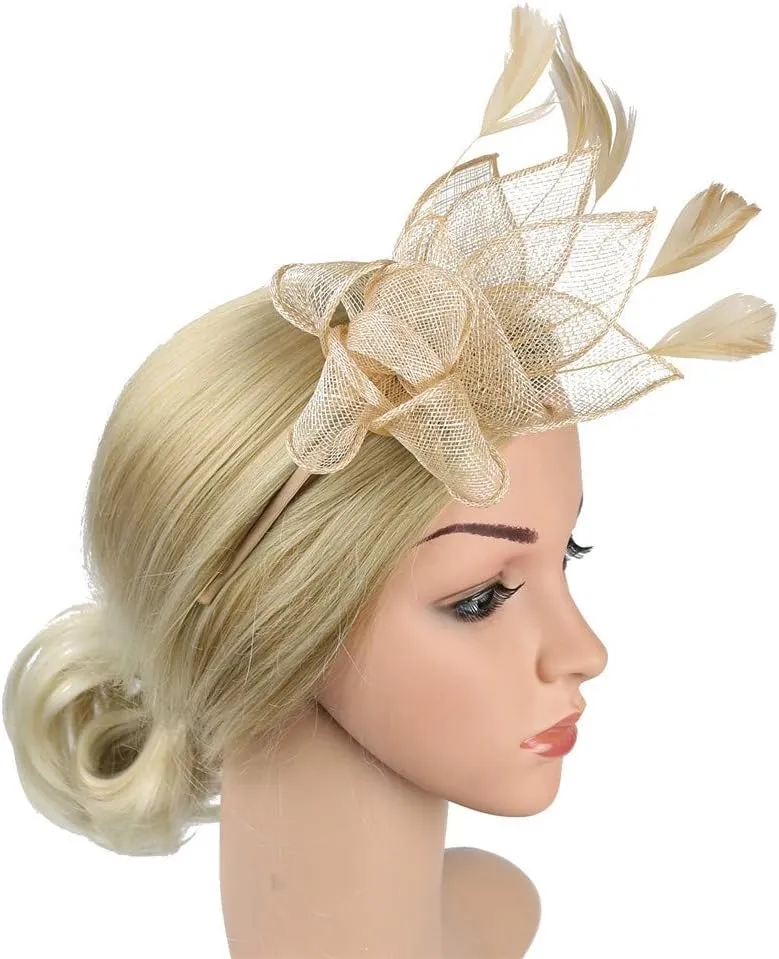 Women Fascinators Hat Clip Hairpin Kentucky Hats Elegant Headpiece Caps for Cocktail Wedding Tea Party
