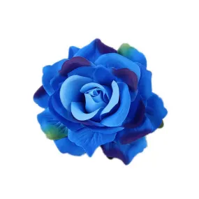 Women's Vintage Elegent Rose Flower Hairpin Hair Clip with Brooch for Party Travel Festivals (Colorful Blue)