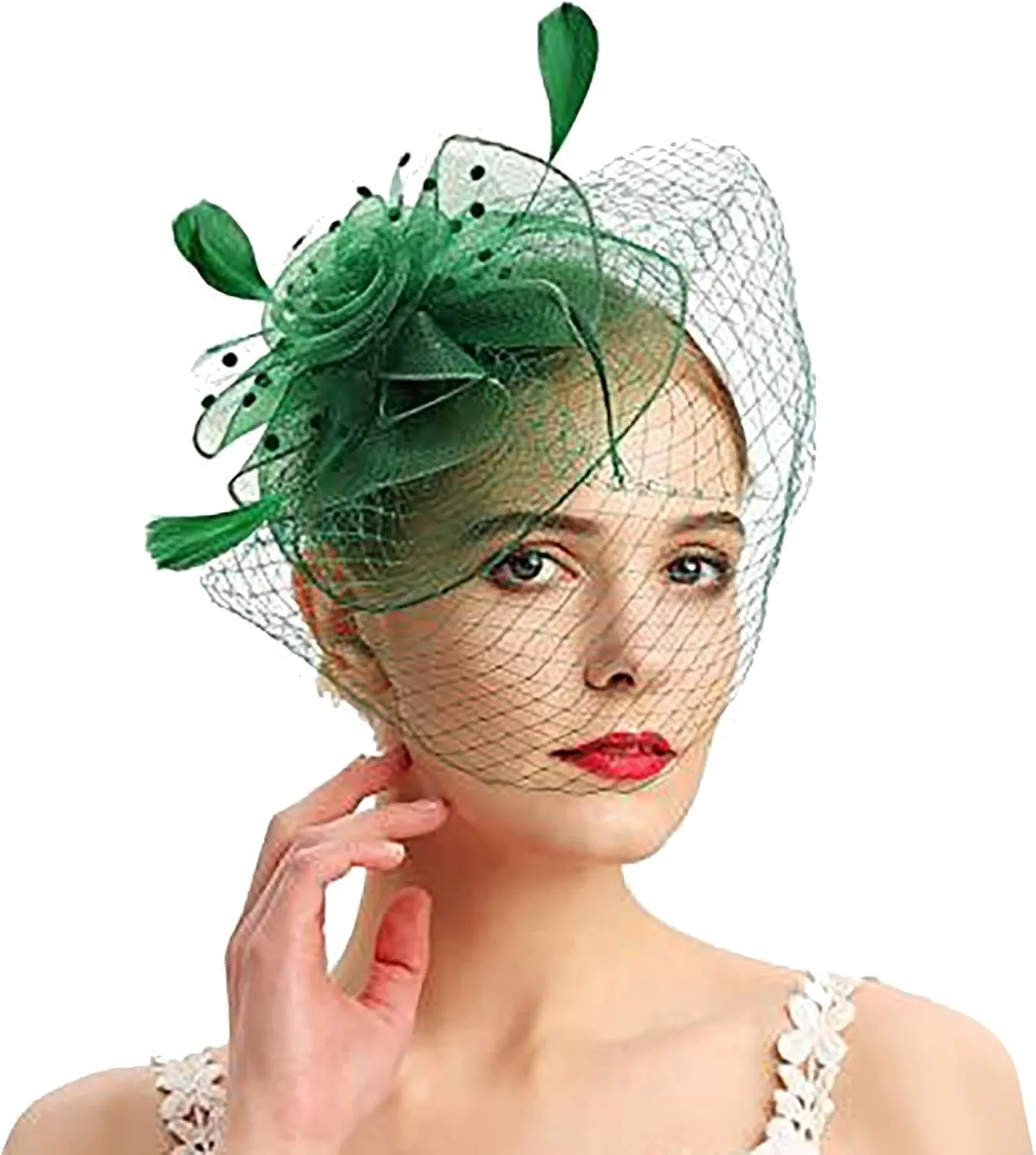 YOLAI Women's Fascinator Feather Tea Party Hat Hair Clip Pin Brooch Corsage Bridal Hairband Derby Hat Cocktail Wedding