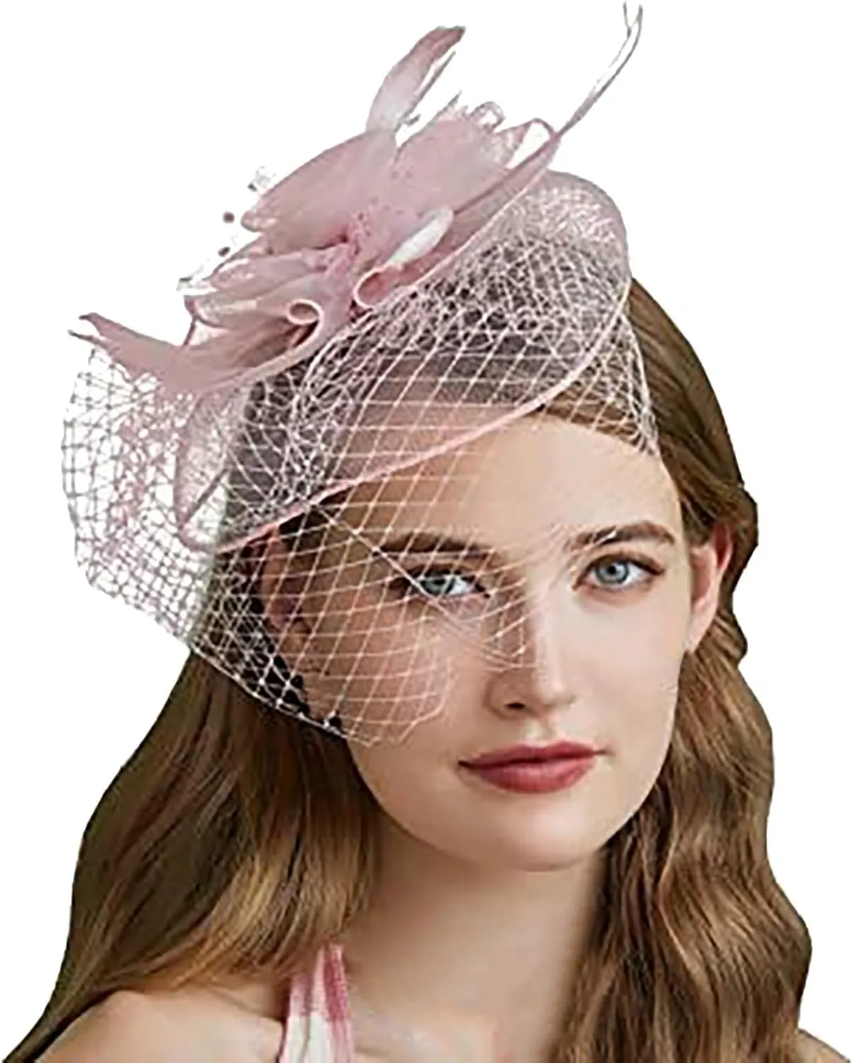 YOLAI Women's Fascinator Feather Tea Party Hat Hair Clip Pin Brooch Corsage Bridal Hairband Derby Hat Cocktail Wedding